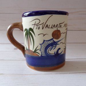 Puerto Vallarta Stoneware Souvenir Gag Gift Half a Mug Blue Marlin  2869
